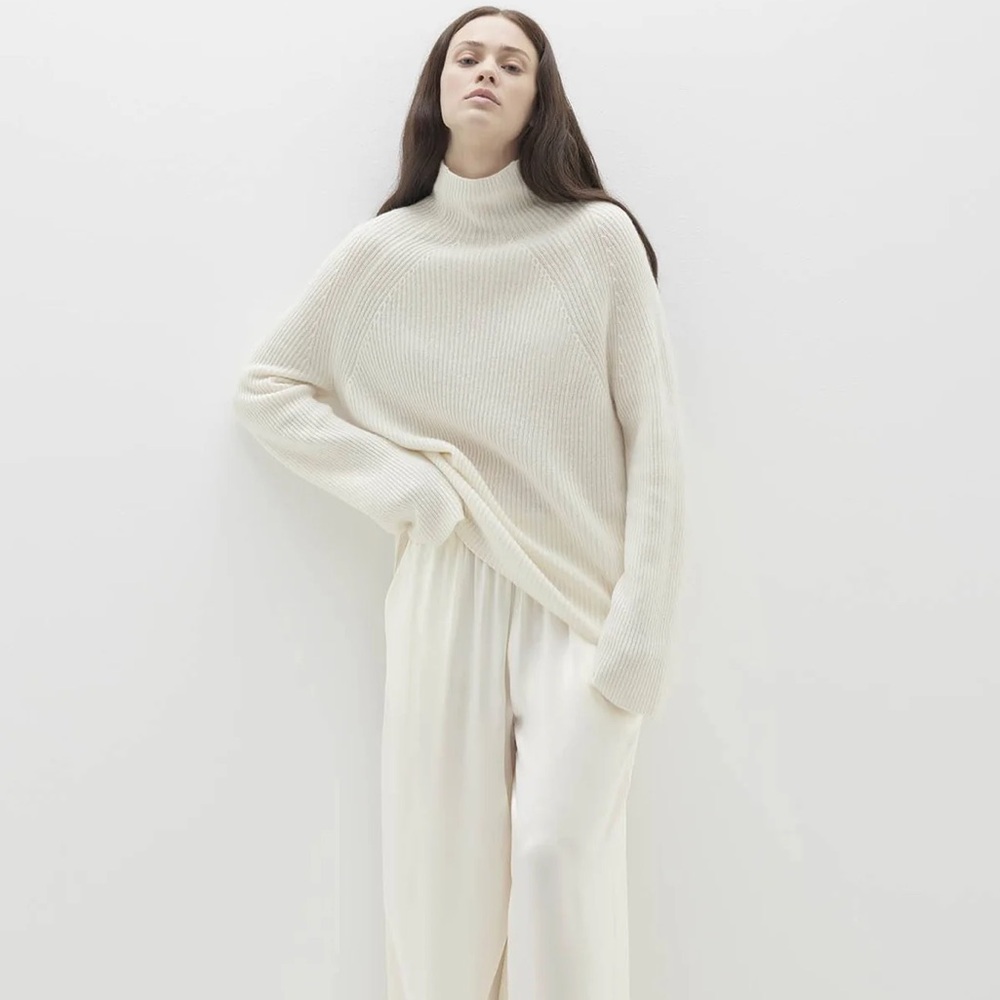 NAKED CASHMERE KORA CASHMERE MOCK NECK SWEATER IVORY SZ SMALL